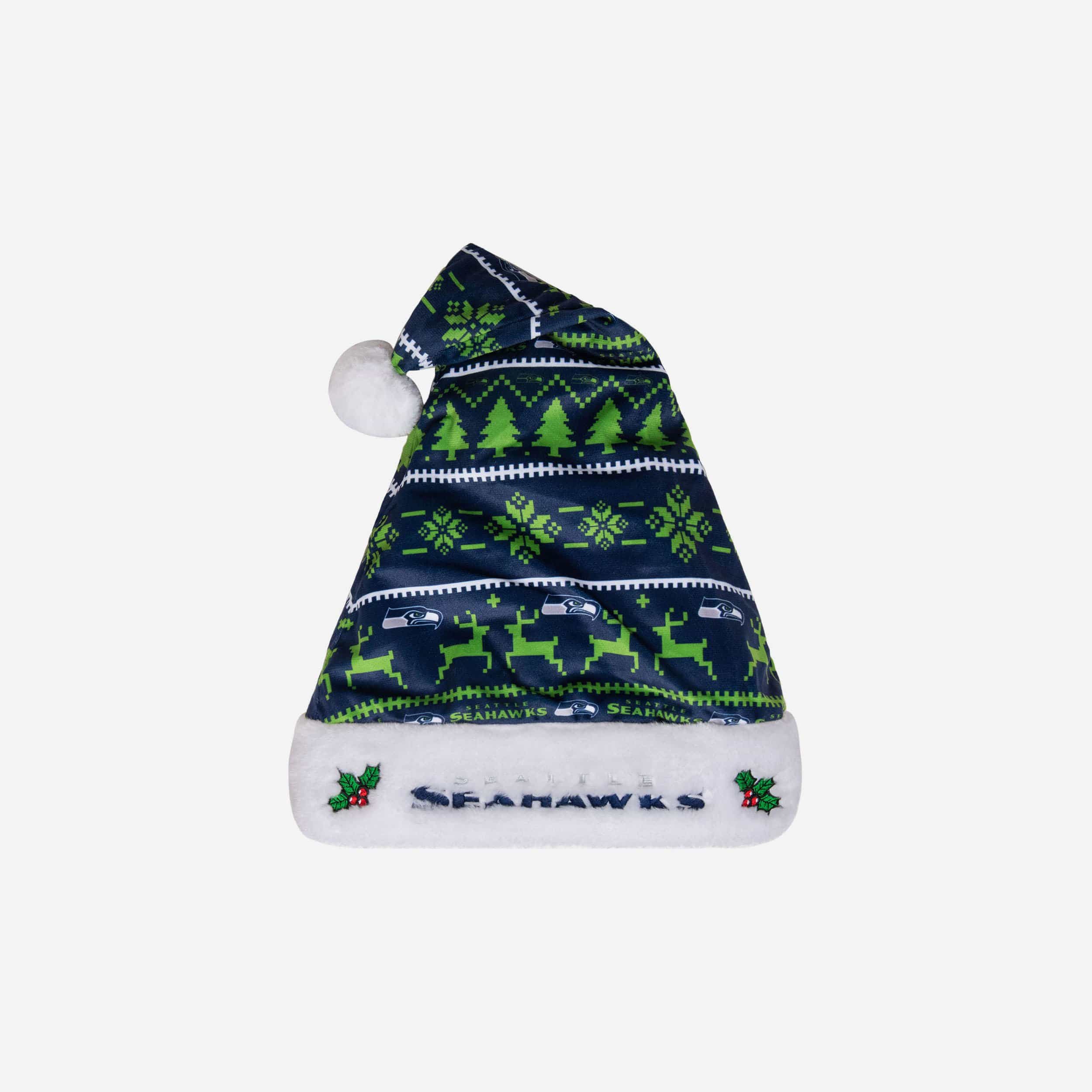 Seattle Seahawks Family Holiday Santa Hat FOCO