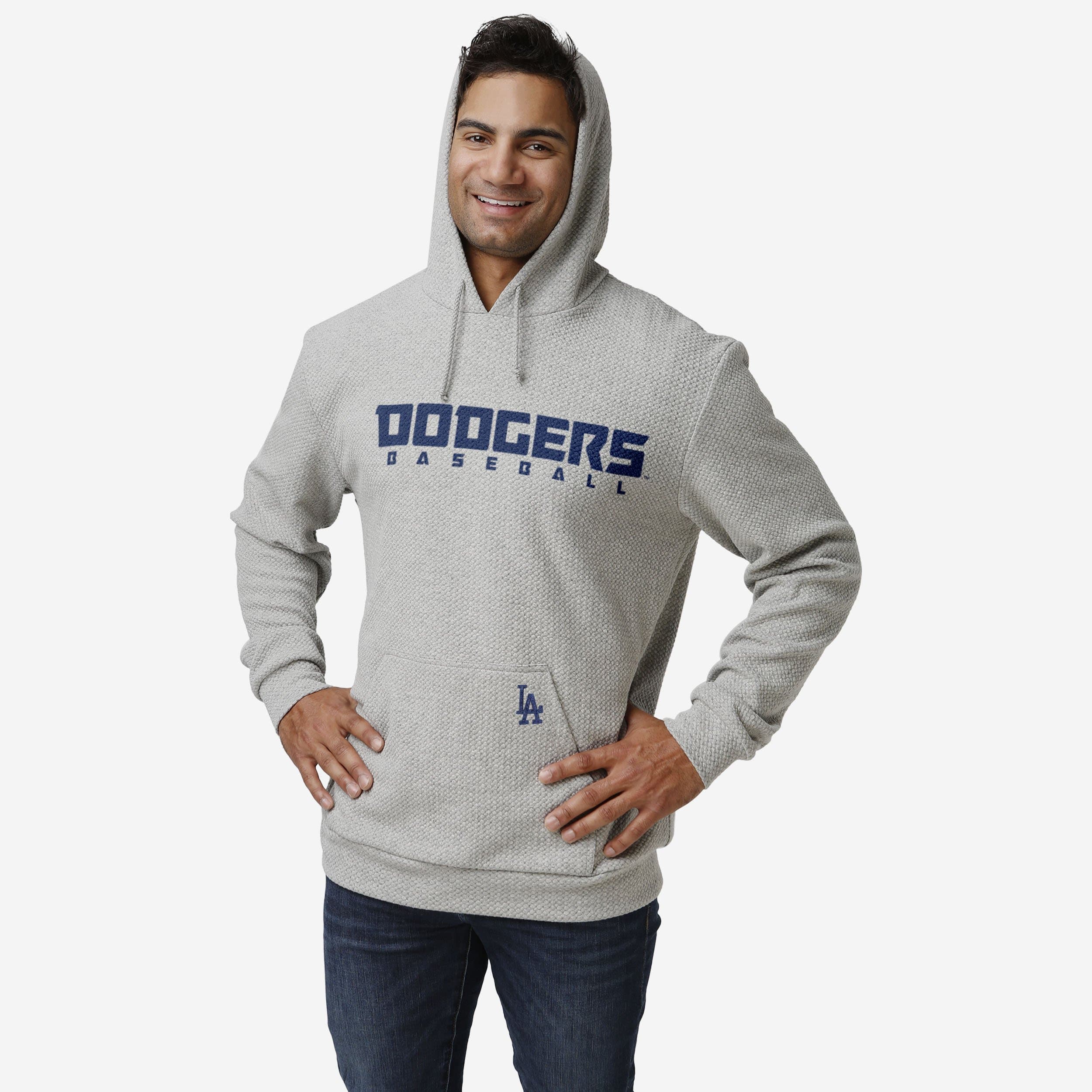 FOCO Los Angeles Dodgers Gray Woven Hoodie, Mens Size: L