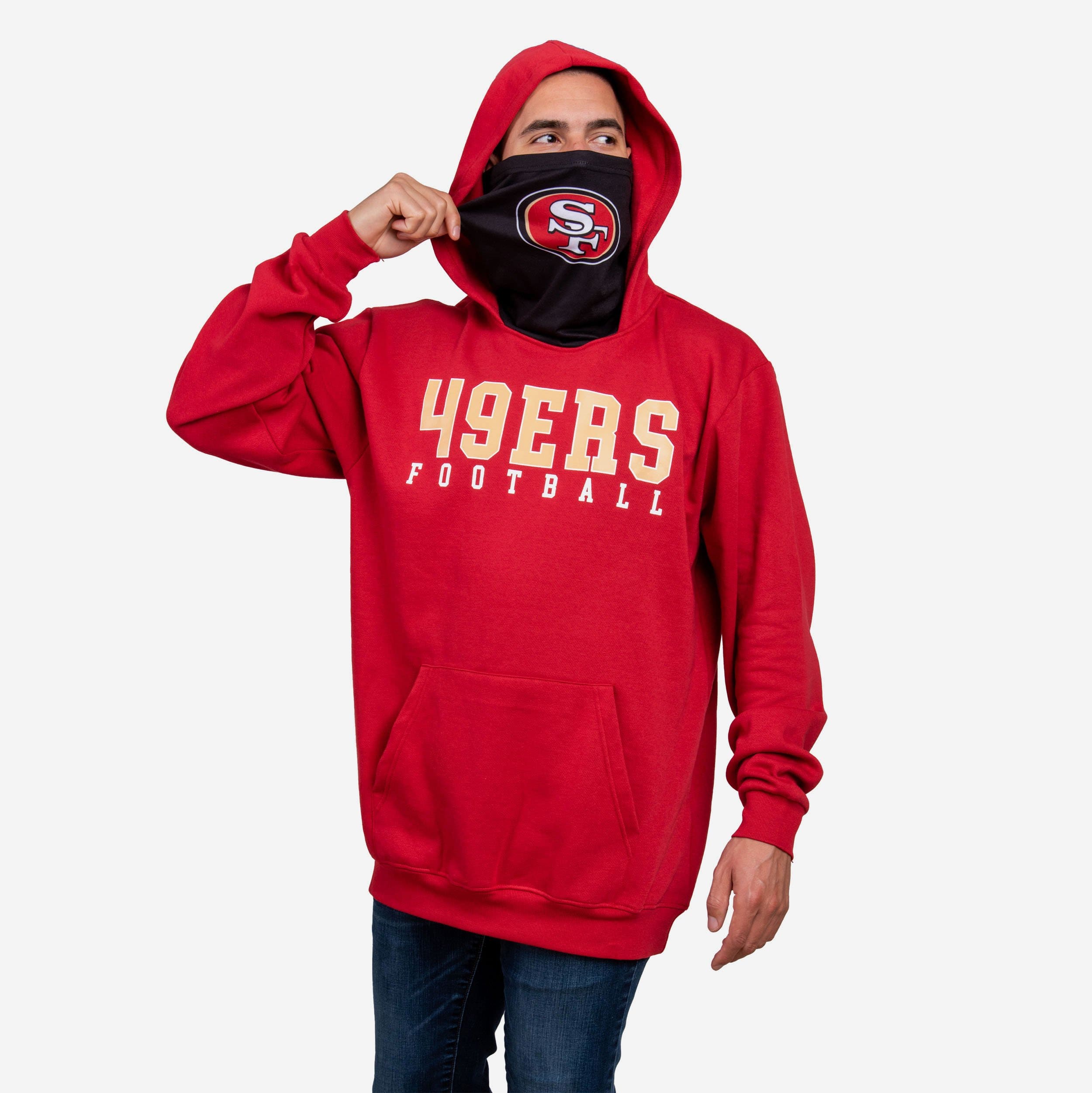 San Francisco 49ers NFL Mens Solid Gaiter Hoodie