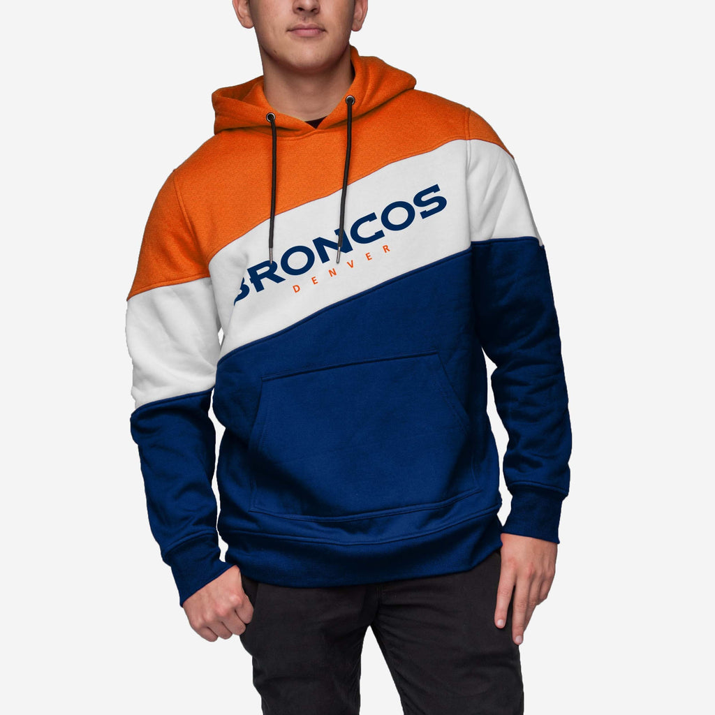 Denver Broncos Wordmark Colorblock Hoodie FOCO - FOCO.com