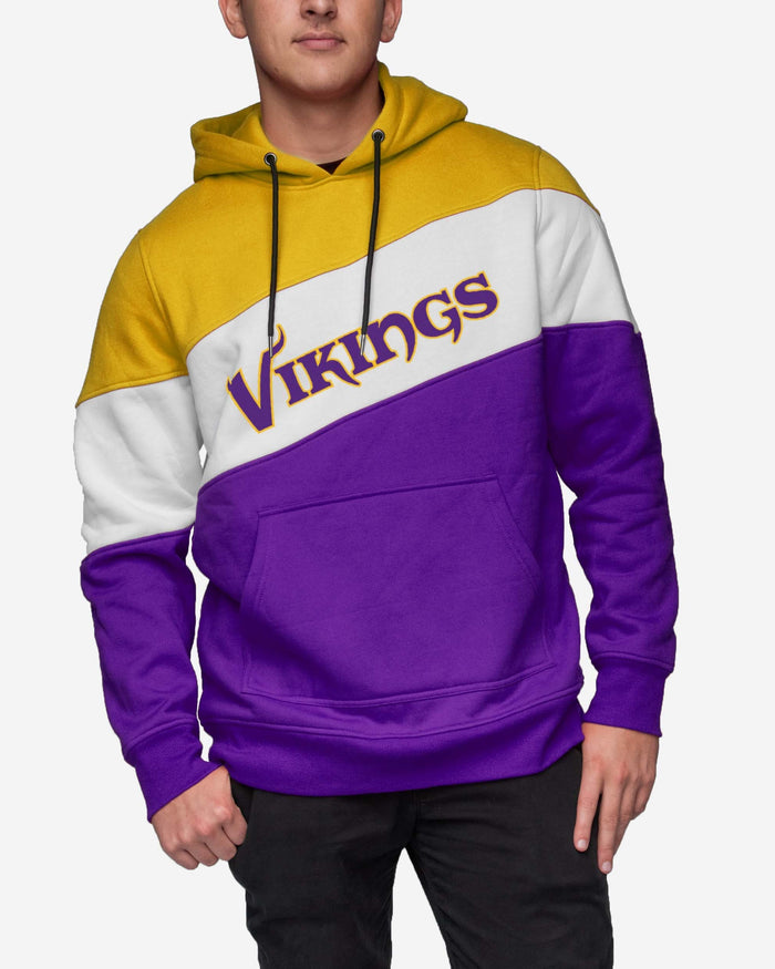 Minnesota Vikings Wordmark Colorblock Hoodie FOCO - FOCO.com