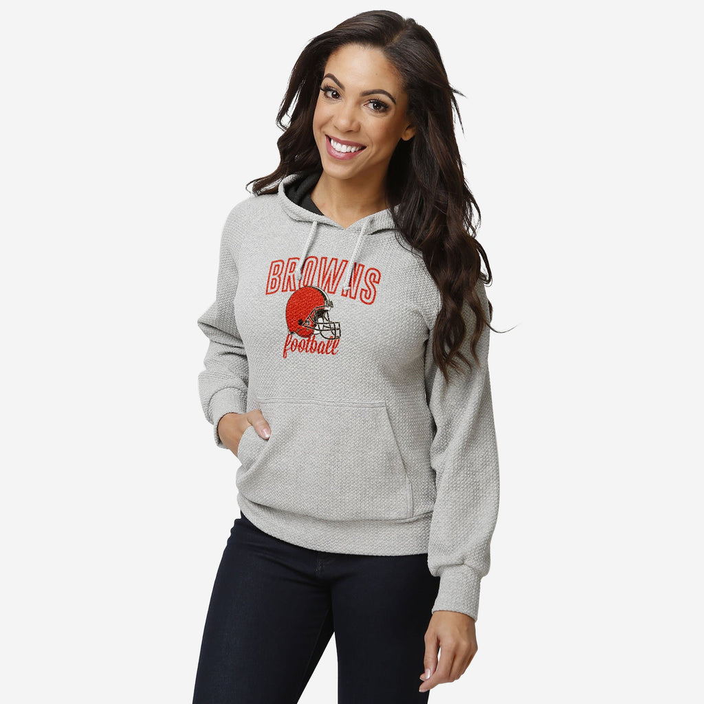 Cleveland Browns Original Womens Gray Woven Hoodie FOCO S - FOCO.com