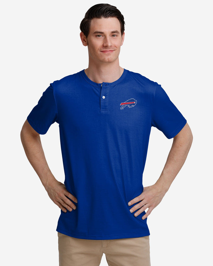 Buffalo Bills Solid Team Logo Short Sleeve Henley FOCO S - FOCO.com