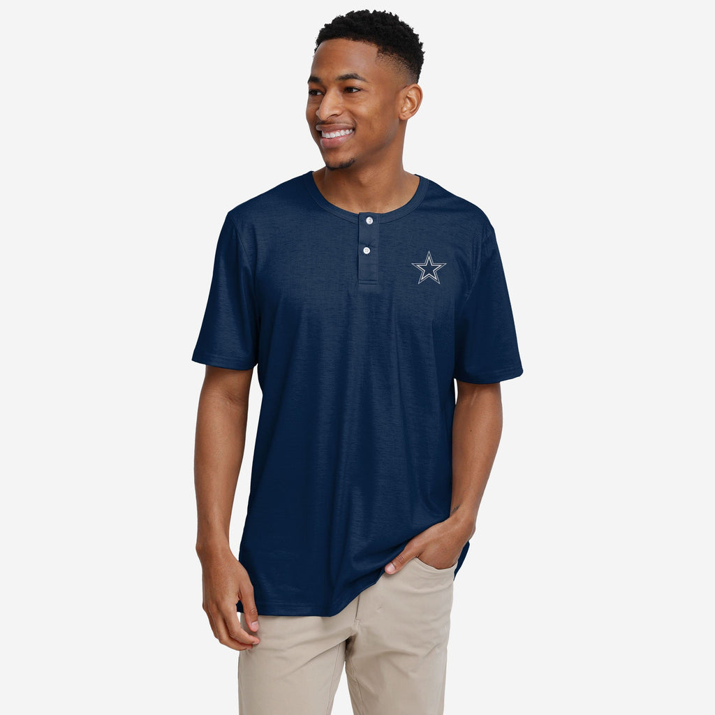 Dallas Cowboys Solid Team Logo Short Sleeve Henley FOCO S - FOCO.com