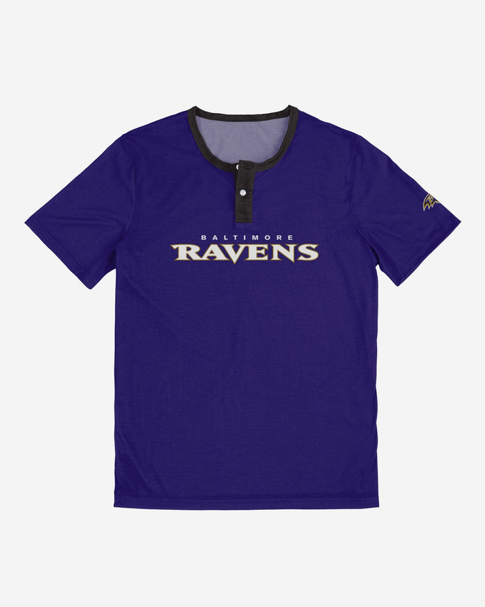 Baltimore Ravens Solid Wordmark Short Sleeve Henley FOCO - FOCO.com