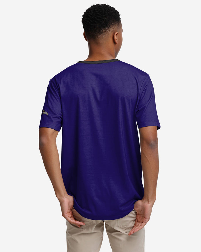 Baltimore Ravens Solid Wordmark Short Sleeve Henley FOCO - FOCO.com