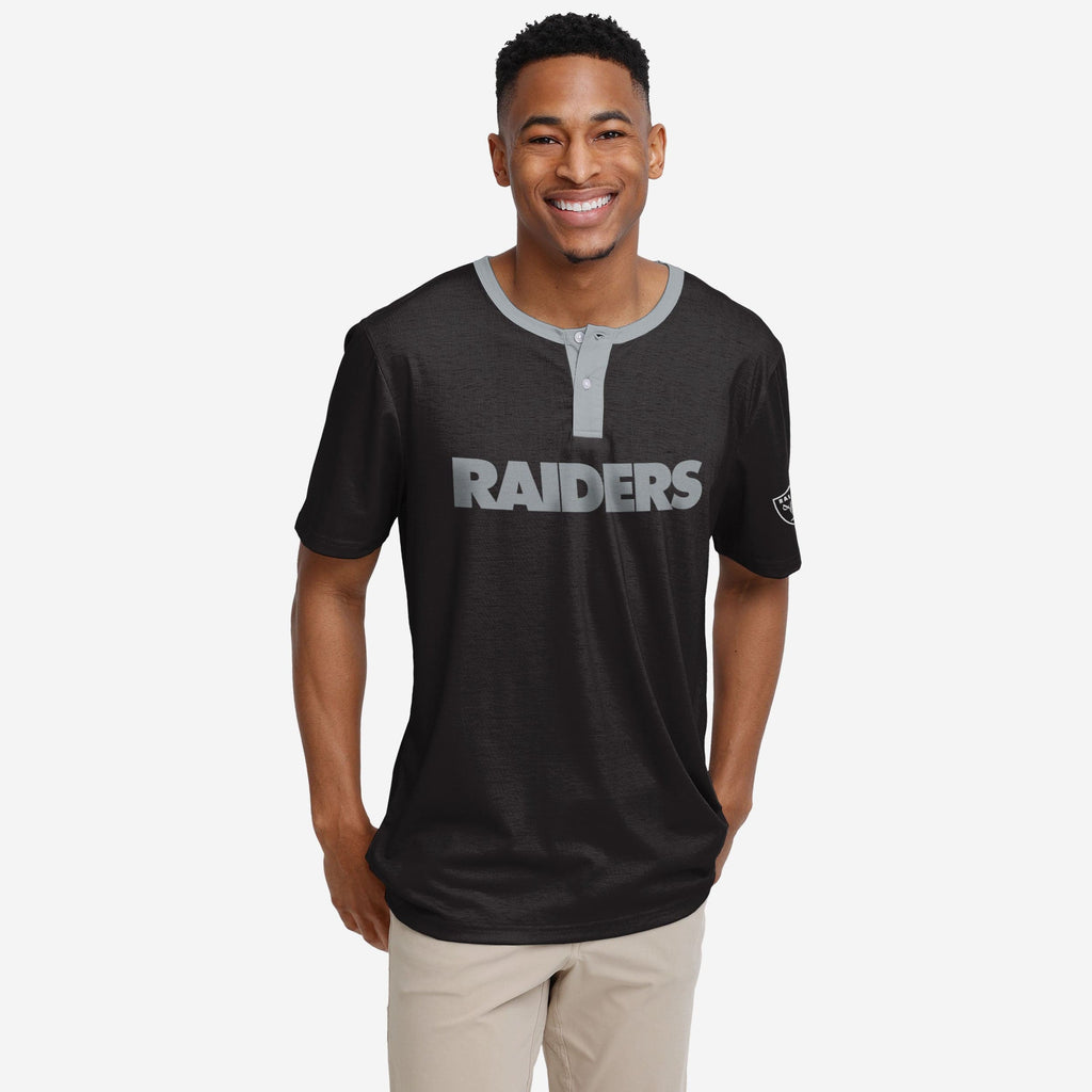 Las Vegas Raiders Solid Wordmark Short Sleeve Henley FOCO S - FOCO.com