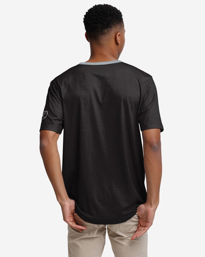 Las Vegas Raiders Solid Wordmark Short Sleeve Henley FOCO - FOCO.com