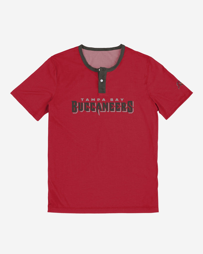 Tampa Bay Buccaneers Solid Wordmark Short Sleeve Henley FOCO - FOCO.com