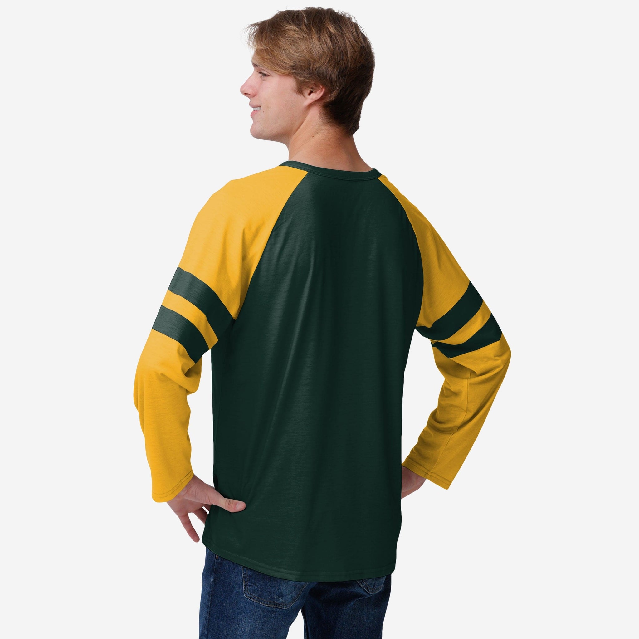 FOCO Green Bay Packers NFL Mens Team Logo Gray Long Sleeve Henley