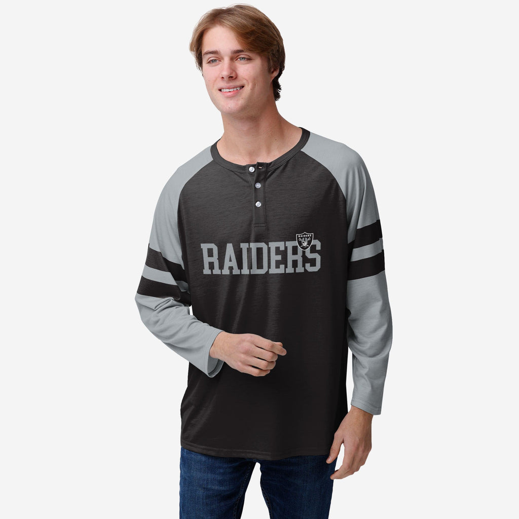 Las Vegas Raiders Team Stripe Wordmark Long Sleeve Henley FOCO S - FOCO.com