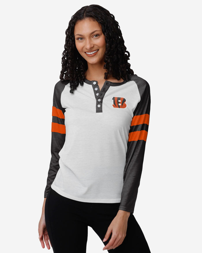 Cincinnati Bengals Womens Big Logo Long Sleeve Henley FOCO S - FOCO.com