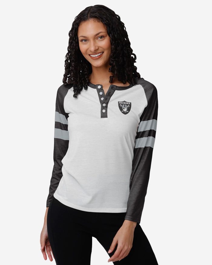 Las Vegas Raiders Womens Big Logo Long Sleeve Henley FOCO S - FOCO.com