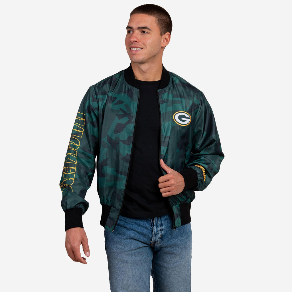 Green Bay Packers Camo Bomber Jacket FOCO S - FOCO.com