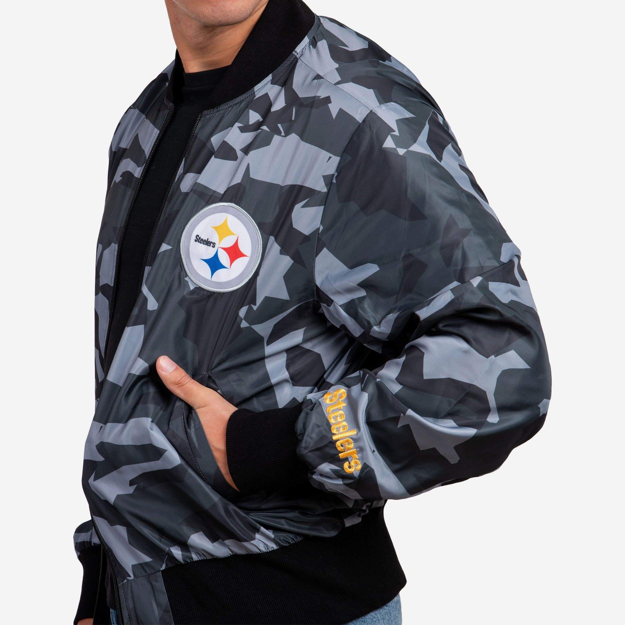 Pittsburgh Steelers Camo Bomber Jacket FOCO