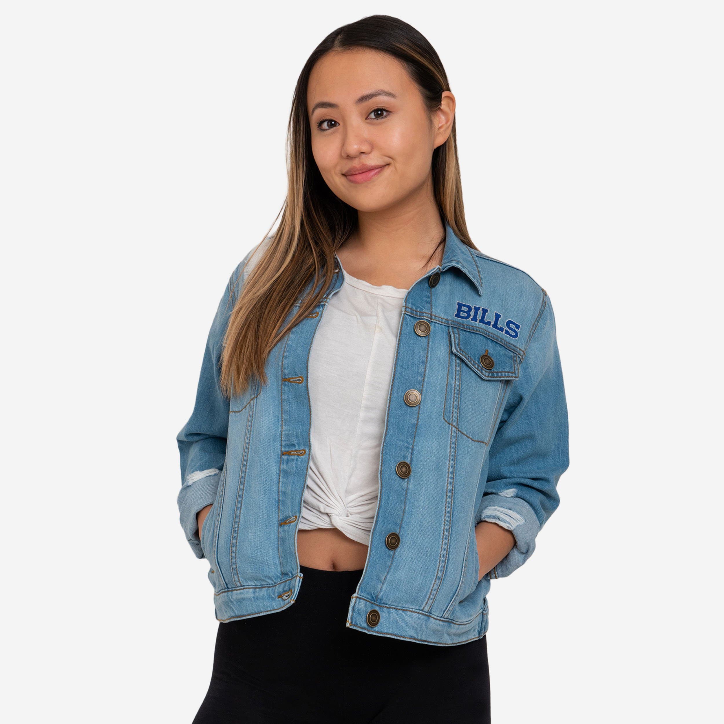 The Wild Collective Women's Buffalo Bills Colorblock Blue Track Jacket