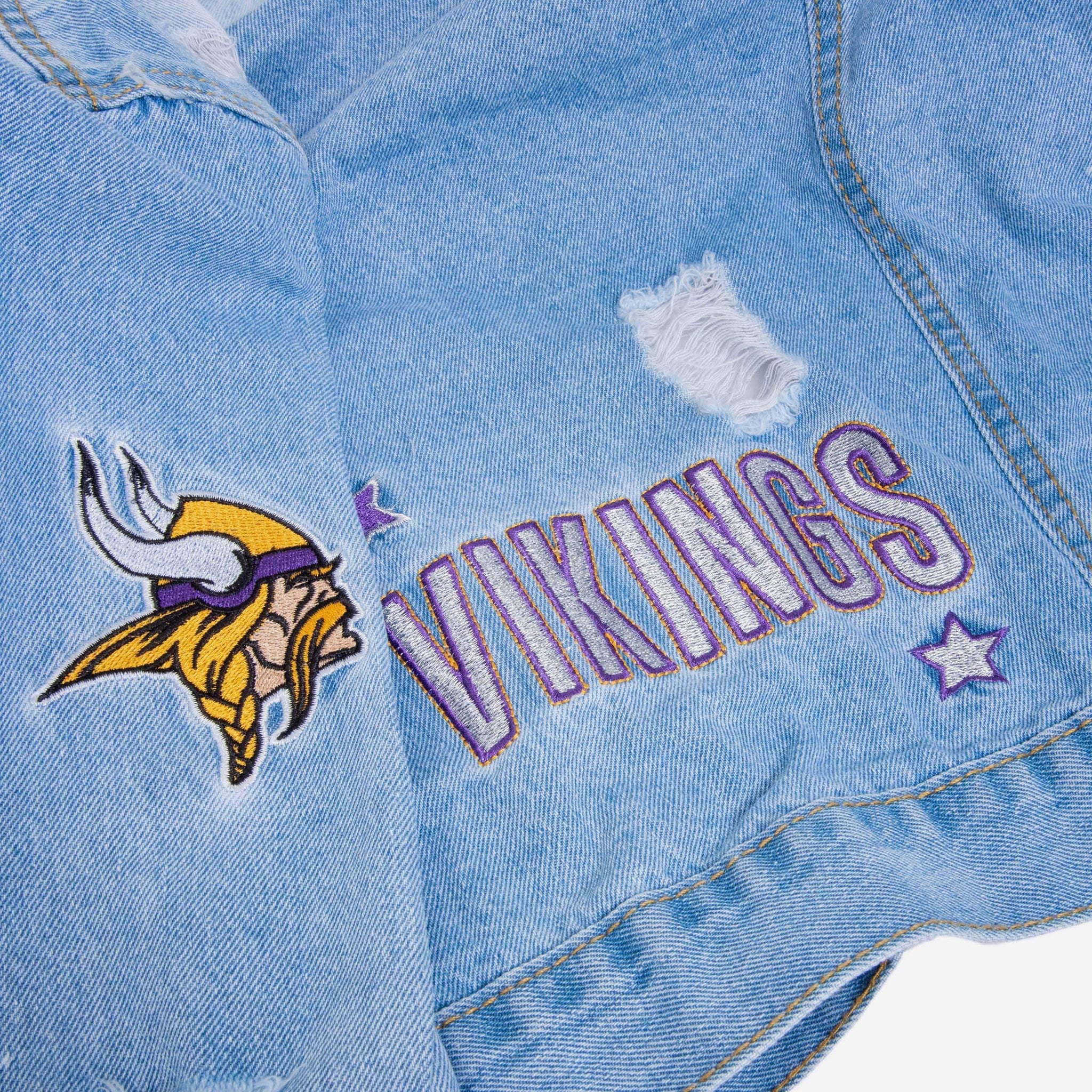 Men's Minnesota Vikings Levi's Blue Sports Denim Trucker Jacket Size Large