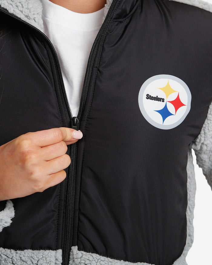 Pittsburgh Steelers Womens Sherpa Soft Zip Up Jacket FOCO - FOCO.com