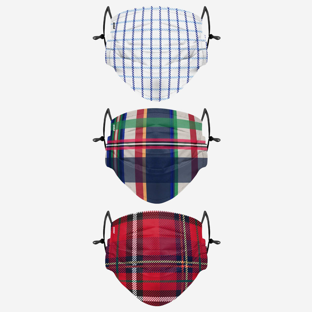 Plaid Adjustable 3 Pack Face Cover FOCO - FOCO.com