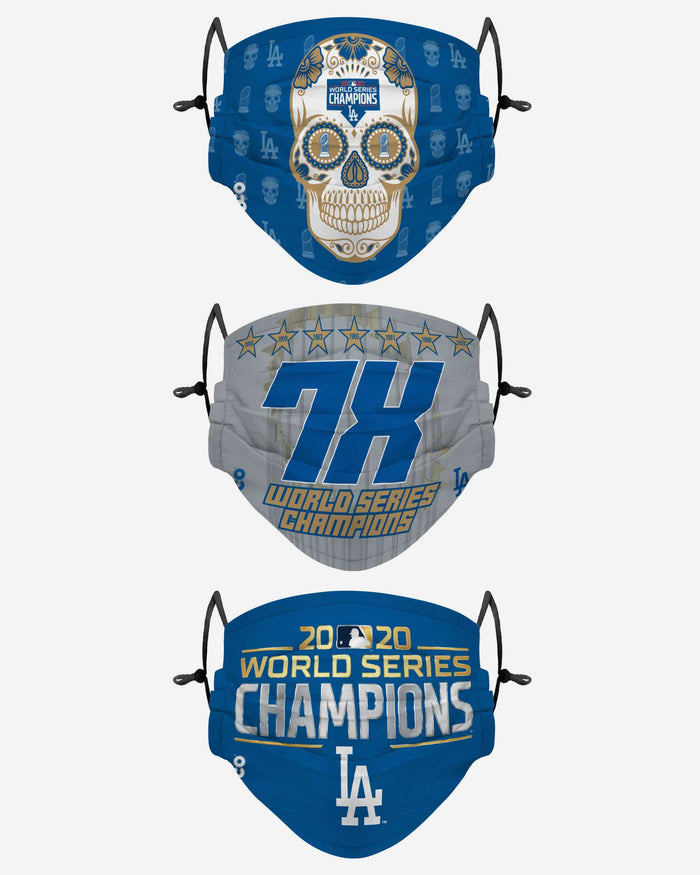 Los Angeles Dodgers 2020 World Series Champions Adjustable 3 Pack Face Cover FOCO - FOCO.com