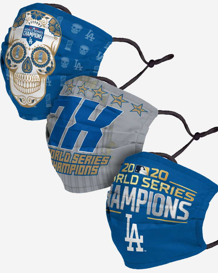 Los Angeles Dodgers 2020 World Series Champions Adjustable 3 Pack Face Cover FOCO - FOCO.com