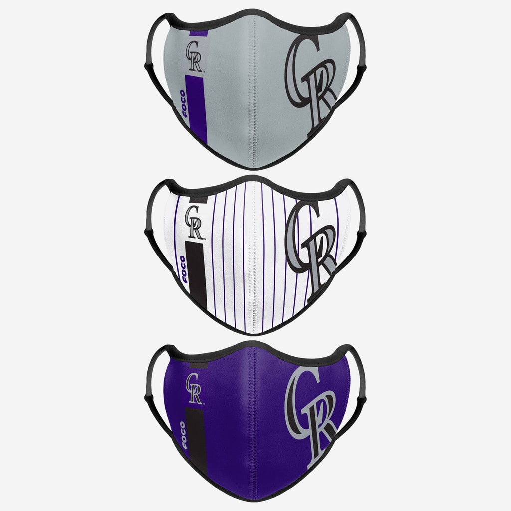 Colorado Rockies Sport 3 Pack Face Cover FOCO - FOCO.com