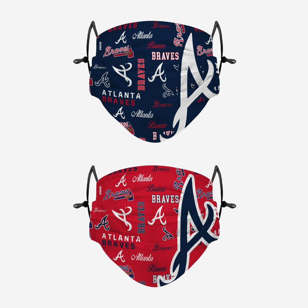 Atlanta Braves Logo Rush Adjustable 2 Pack Face Cover FOCO - FOCO.com