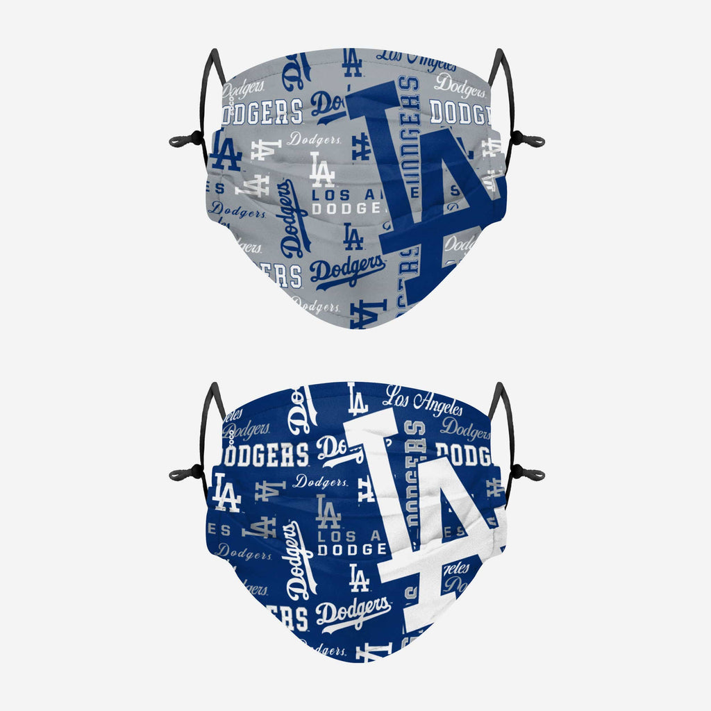 Los Angeles Dodgers Logo Rush Adjustable 2 Pack Face Cover FOCO