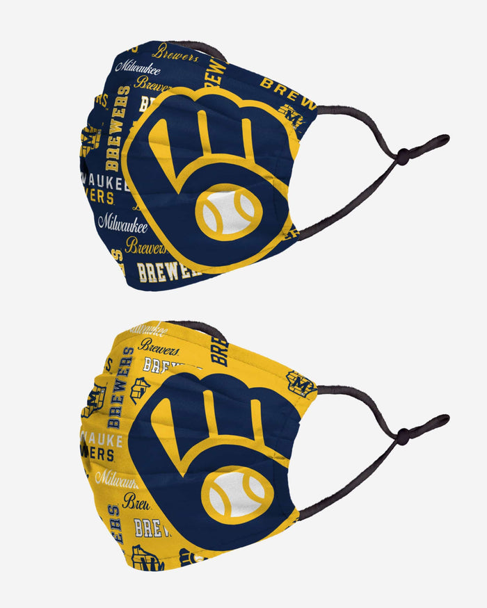 Milwaukee Brewers Logo Rush Adjustable 2 Pack Face Cover FOCO - FOCO.com