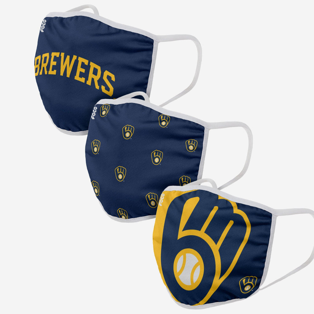 Milwaukee Brewers 3 Pack Face Cover FOCO Adult - FOCO.com