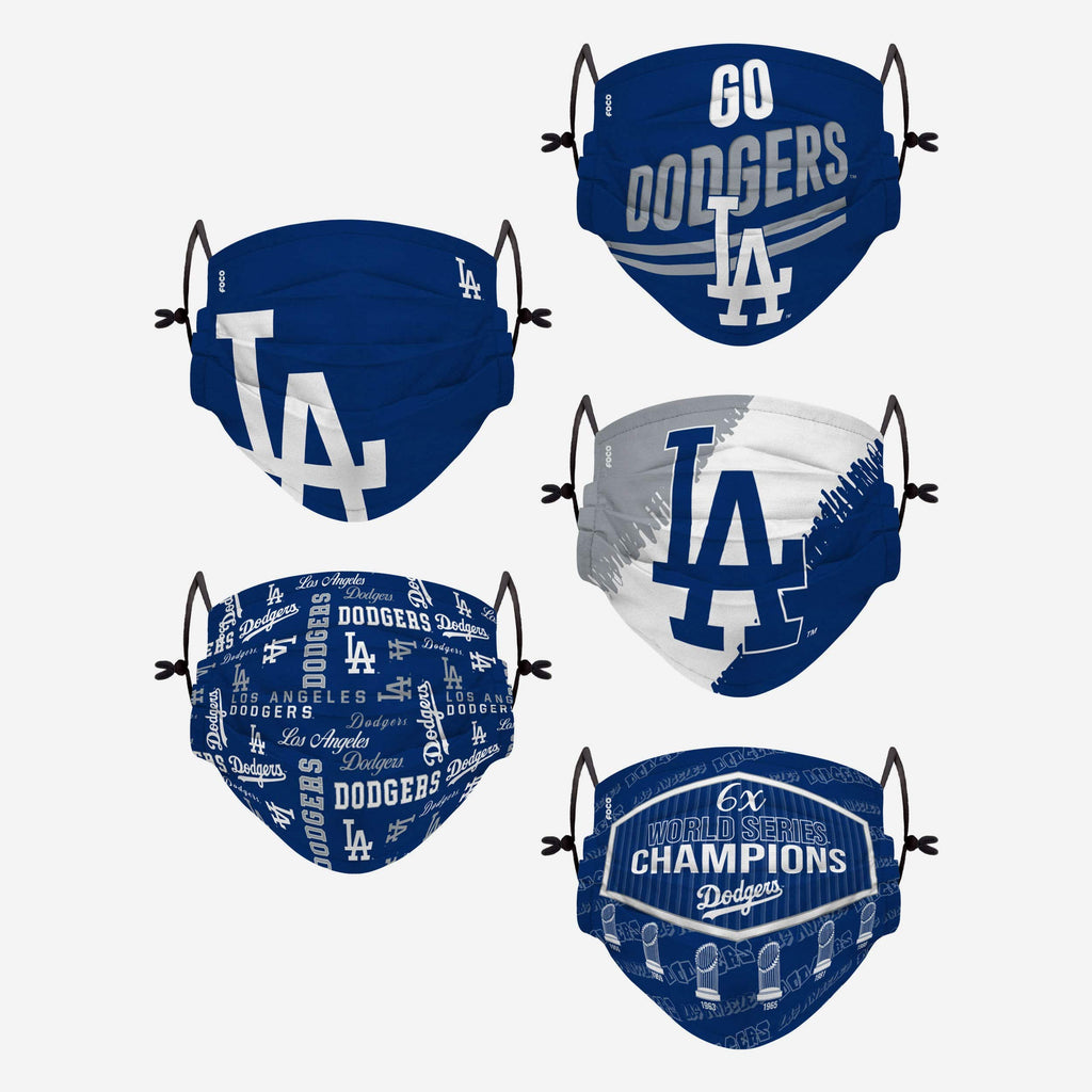 Los Angeles Dodgers Youth Rising Stars Adjustable 5 Pack Face Cover FOCO - FOCO.com