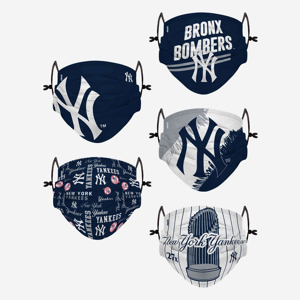 New York Yankees Youth Rising Stars Adjustable 5 Pack Face Cover FOCO - FOCO.com