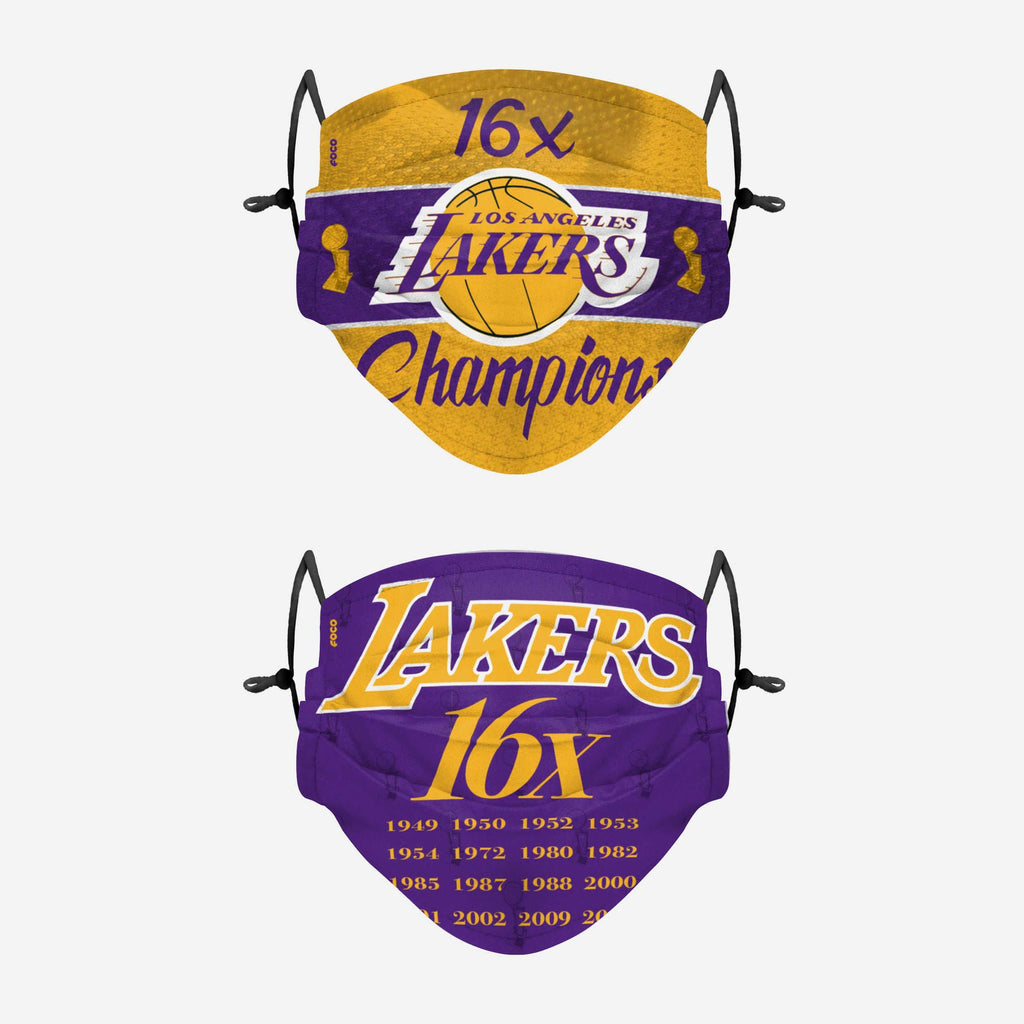 Los Angeles Lakers Thematic Champions Adjustable 2 Pack Face Cover FOCO - FOCO.com