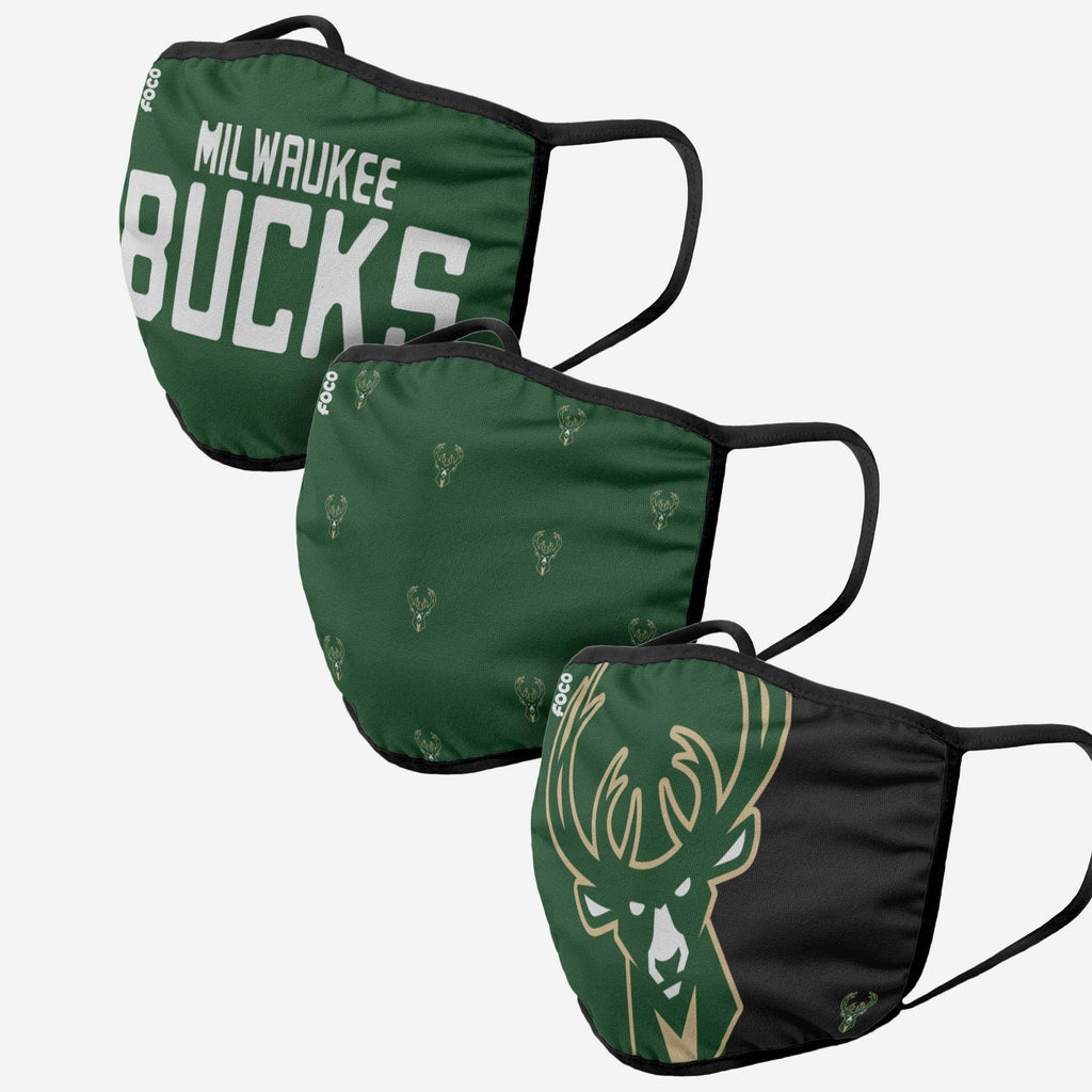 Milwaukee Bucks 3 Pack Face Cover FOCO Adult - FOCO.com