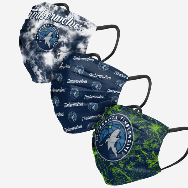 Minnesota Timberwolves FOCO Face Covering (Size Small) 3-Pack