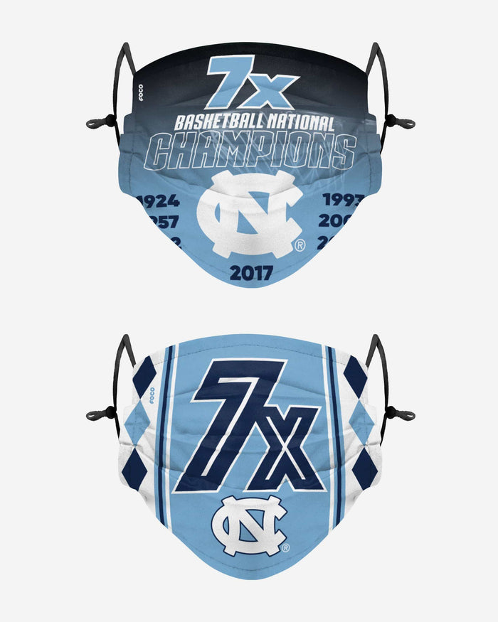 North Carolina Tar Heels Thematic Champions Adjustable 2 Pack Face Cover FOCO - FOCO.com