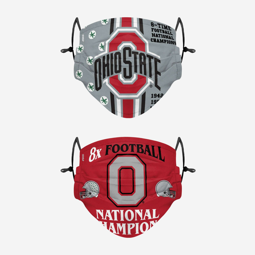 Ohio State Buckeyes Thematic Champions Adjustable 2 Pack Face Cover FOCO - FOCO.com