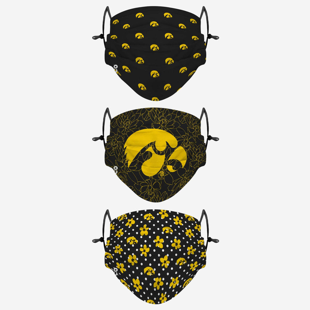 Iowa Hawkeyes Gameday Gardener 3 Pack Face Cover FOCO - FOCO.com