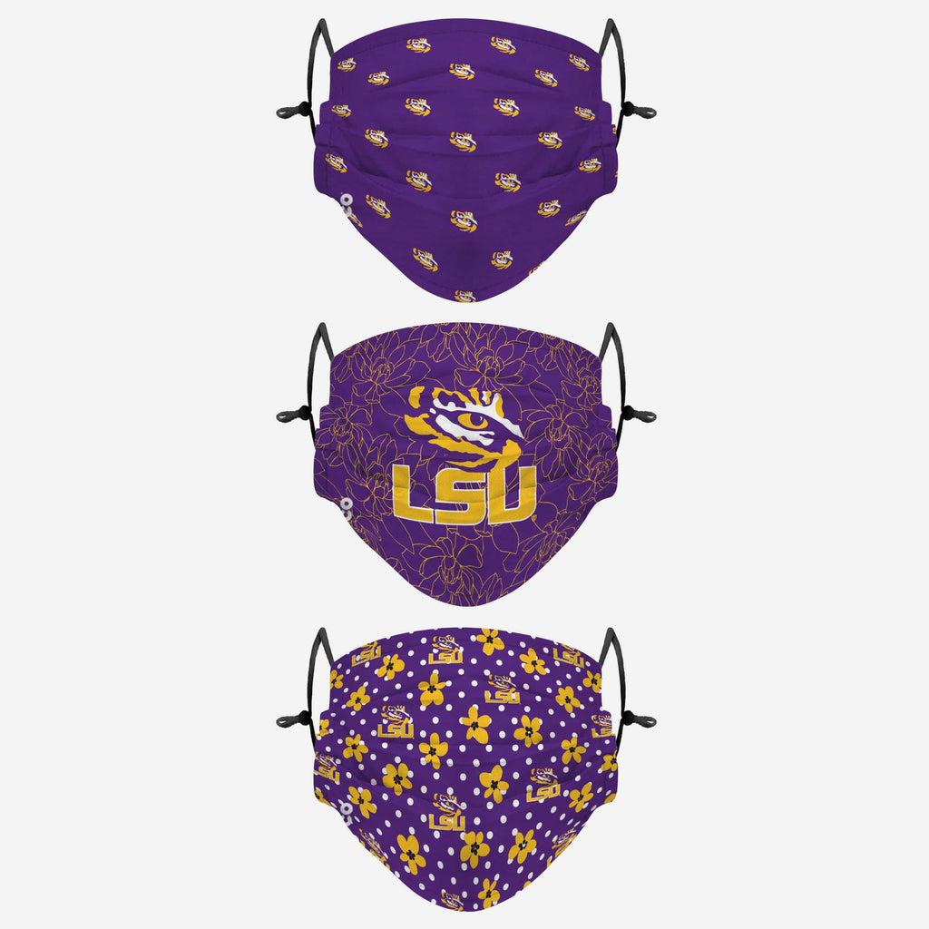 LSU Tigers Gameday Gardener 3 Pack Face Cover FOCO - FOCO.com