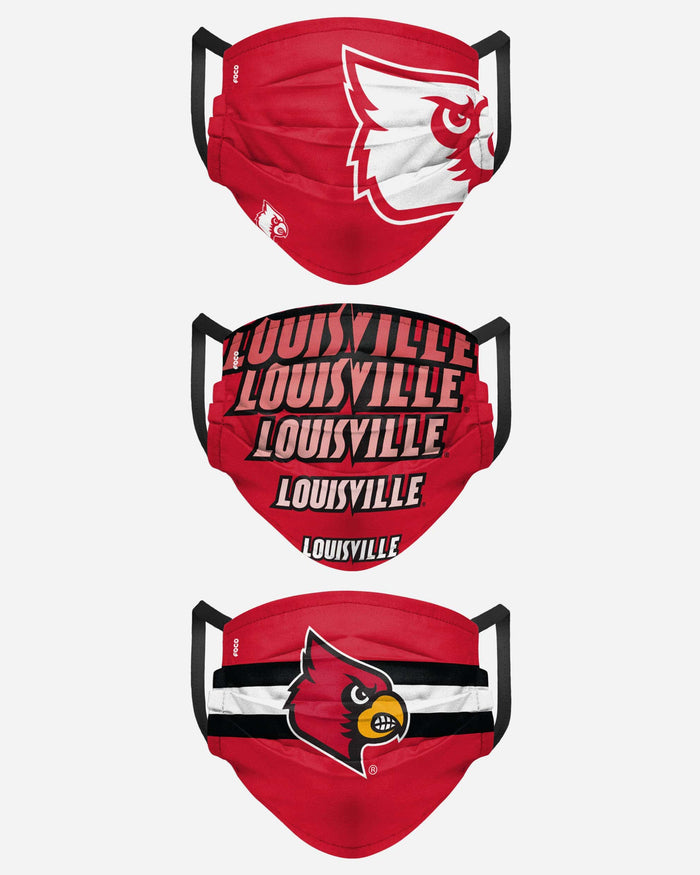 Louisville Cardinals Matchday 3 Pack Face Cover FOCO - FOCO.com