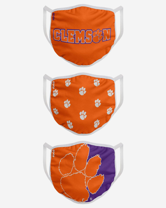 Clemson Tigers 3 Pack Face Cover FOCO - FOCO.com