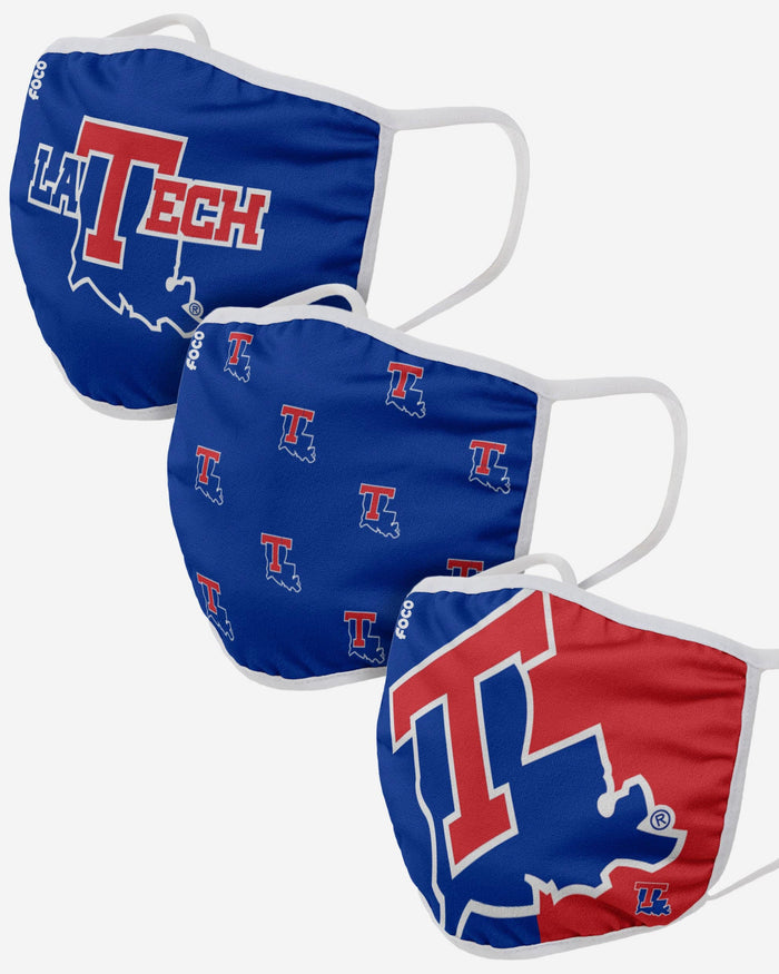 Louisiana Tech Bulldogs 3 Pack Face Cover FOCO - FOCO.com