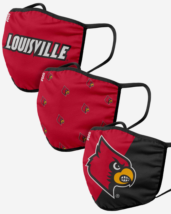 Louisville Cardinals 3 Pack Face Cover FOCO - FOCO.com