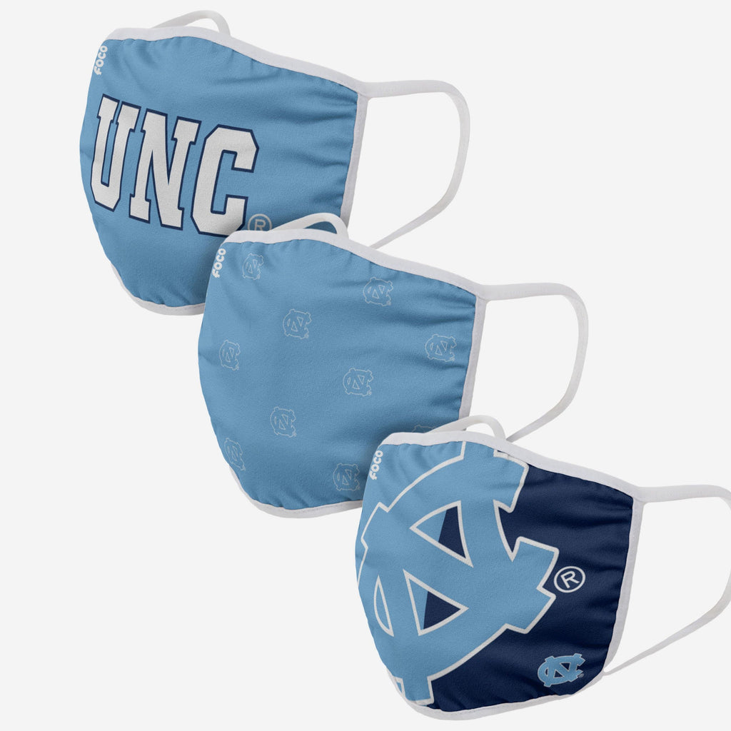 North Carolina Tar Heels 3 Pack Face Cover FOCO - FOCO.com