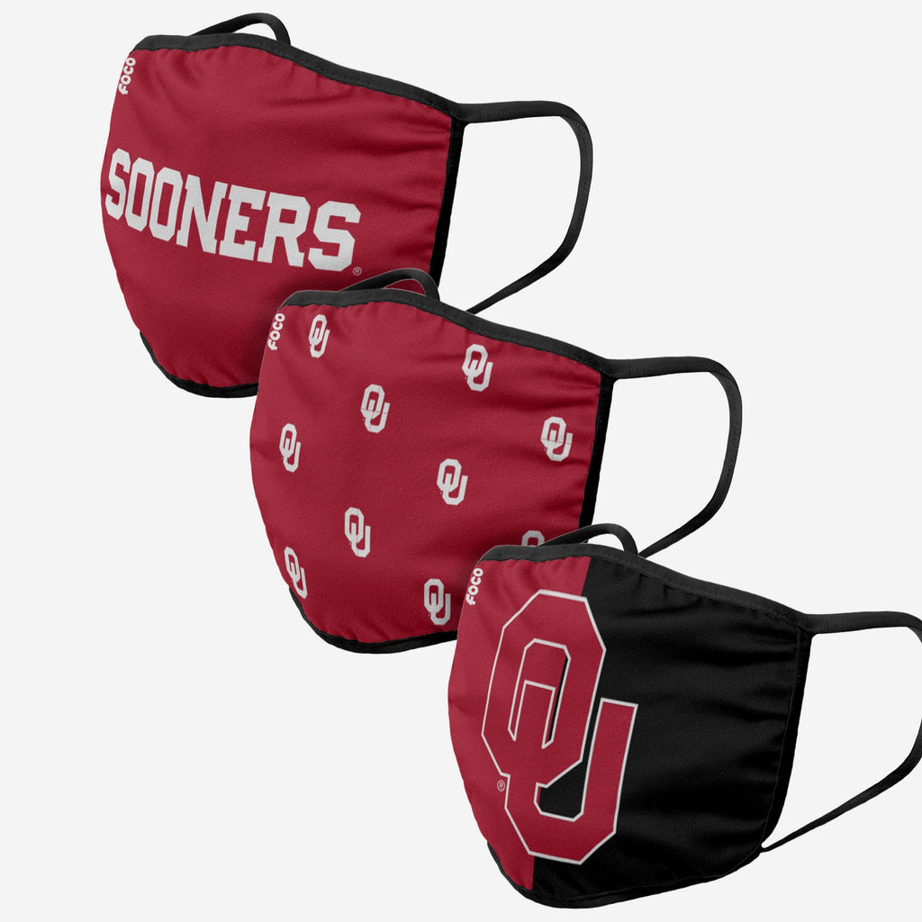 Oklahoma Sooners 3 Pack Face Cover FOCO - FOCO.com