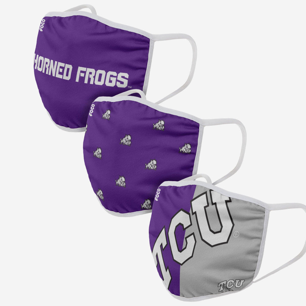 TCU Horned Frogs 3 Pack Face Cover FOCO - FOCO.com