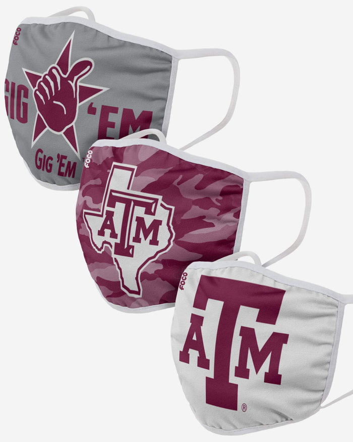 Texas A&M Aggies Super Fan 3 Pack Face Cover FOCO - FOCO.com