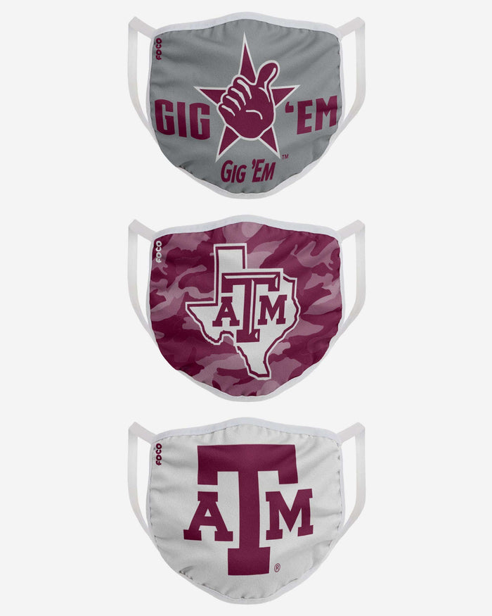 Texas A&M Aggies Super Fan 3 Pack Face Cover FOCO - FOCO.com