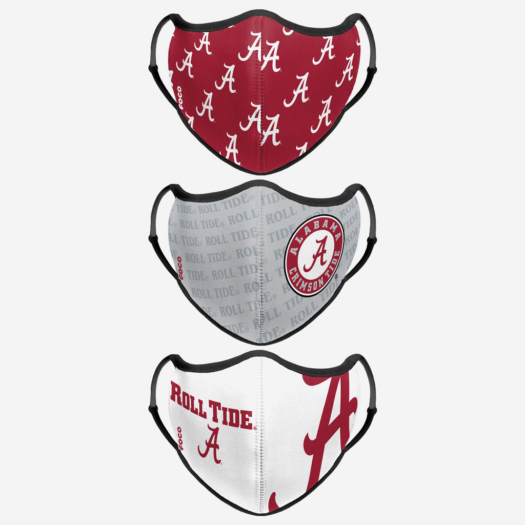 Alabama Crimson Tide Thematic Sport 3 Pack Face Cover FOCO - FOCO.com