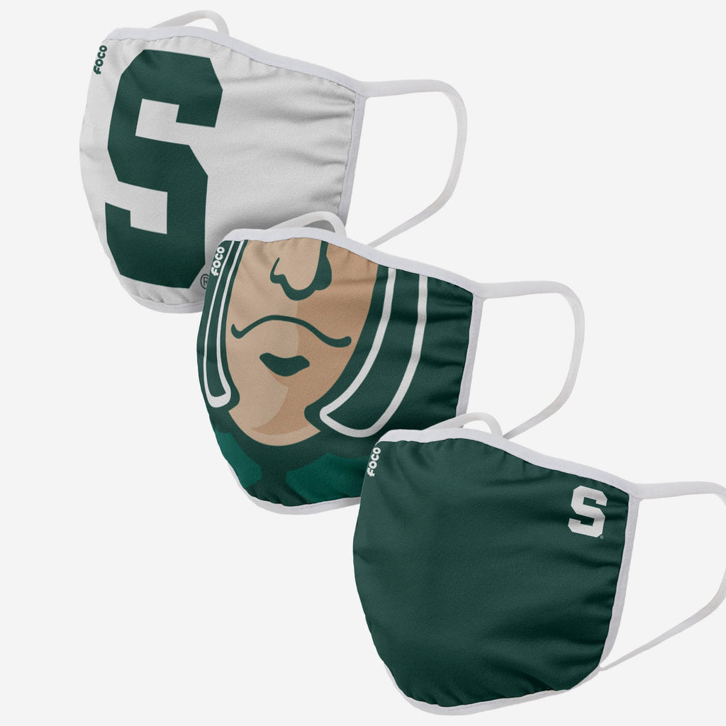 Michigan State Spartans Sparty Mascot 3 Pack Face Cover FOCO - FOCO.com